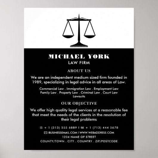 Justiz, Juristische Dienstleistungen - Werbung Poster (Vorne)