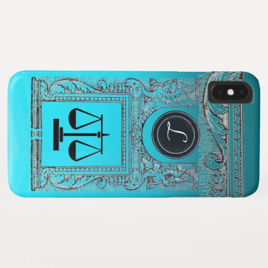 JUSTIZ JURISTISCHES BÜRO, ATTORNEY Monogram blau Case-Mate iPhone Hülle (Rückseite (Horizontal))