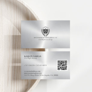 Justiz-Logo Metallic Silber Hintergrund Visitenkarte