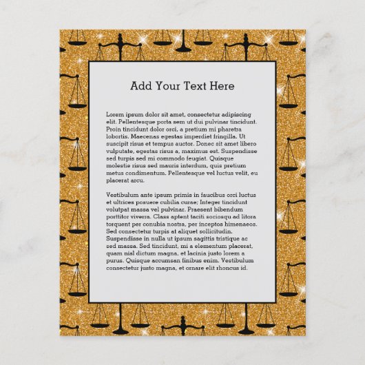 Justiz Symbol Balanced Scales Golden Glitzer Flyer (Vorne)