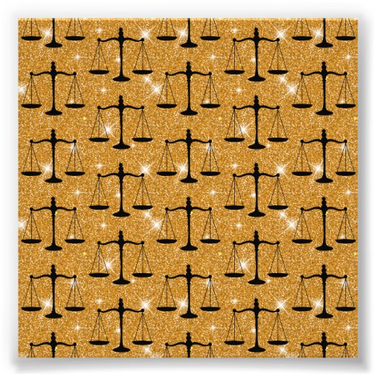Justiz Symbol Balanced Scales Golden Glitzer Fotodruck (Vorne)