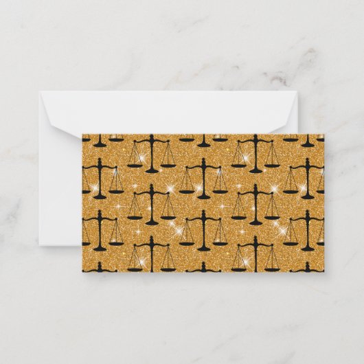 Justiz Symbol Balanced Scales Golden Glitzer Mitteilungskarte (Vorderseite)
