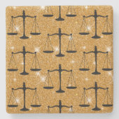 Justiz Symbol Balanced Scales Golden Glitzer Steinuntersetzer (Vorderseite)