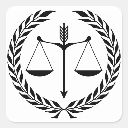 Justiz-Symbol Quadratischer Aufkleber (Vorderseite)
