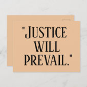 JUSTIZ WIRD PRÄVAIL POSTKARTE (Vorne/Hinten)