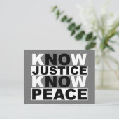 JUSTIZ WISSEN FRIEDEN POSTKARTE (Stehend Vorderseite)