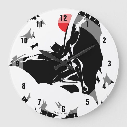 Justizbehörde| Batman in Cloud of Bats Pop Art Große Wanduhr (Vorderseite)