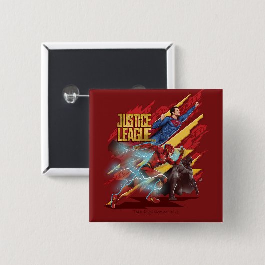 Justizbehörde| Superman, Flash & Batman Abzeichen Button (Vorne & Hinten)