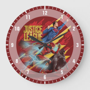 Justizbehörde  Superman, Flash & Batman Abzeichen Große Wanduhr