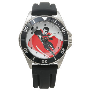 Justizbehörde  Superman Flying Noir Pop Art Armbanduhr
