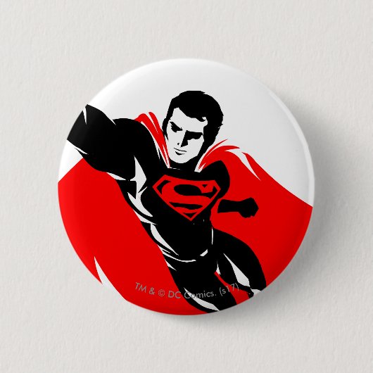 Justizbehörde| Superman Flying Noir Pop Art Button (Vorderseite)