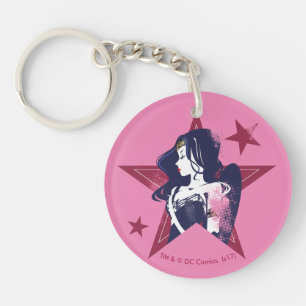 Justizbehörde  Wonder Woman & Stars Pop Kunst Schlüsselanhänger