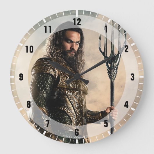 Justizielle Liga | Aquaman auf dem Schlachtfeld Große Wanduhr (Vorderseite)