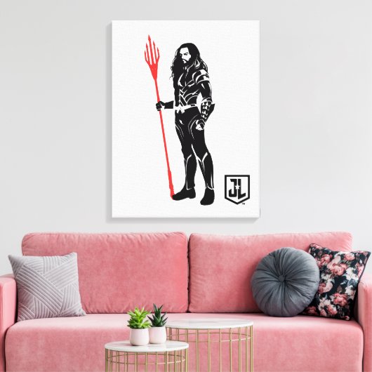 Justizielle Liga | Aquaman Pose Noir Pop Art Leinwanddruck (Insitu (Wohnzimmer))