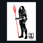 Justizielle Liga | Aquaman Pose Noir Pop Art Poster<br><div class="desc">Karo heraus diese schwarz-weiße Silhouette von Gerechtigkeits-League-Aquaman,  wie er mit seinem Trident steht. Diese Noir-Grafik wird mit seinem dreiköpfigen Farbton in leuchtendem Rot hervorgehoben.</div>