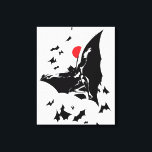 Justizielle Liga | Batman in der Cloud of Bats Pop Leinwanddruck<br><div class="desc">Karo aus diesem noir Stil Comic Kunst der Gerechtigkeits-Liga Batman durch die Luft springen in einer Wolke von Fledermäusen. Diese Schwarz-Weiß-Pop-Kunst wird durch einen strahlend roten Mond am Himmel ausgeglichen.</div>