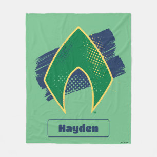 Justizielle Liga Brush & Halftone Aquaman Symbol Fleecedecke