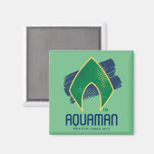 Justizielle Liga | Brush & Halftone Aquaman Symbol Magnet (Vorderseite/Rückseite)