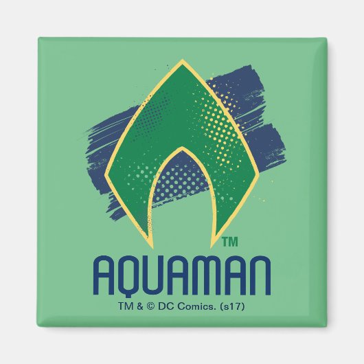 Justizielle Liga | Brush & Halftone Aquaman Symbol Magnet (Vorne)