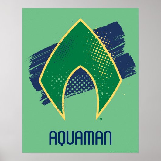 Justizielle Liga | Brush & Halftone Aquaman Symbol Poster (Vorne)