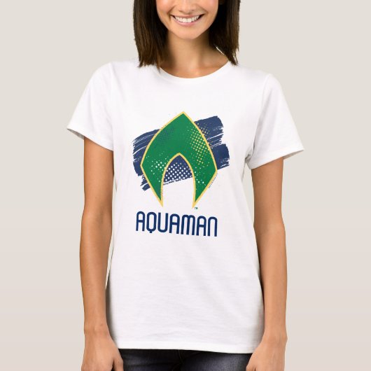 Justizielle Liga | Brush & Halftone Aquaman Symbol T-Shirt (Vorderseite)