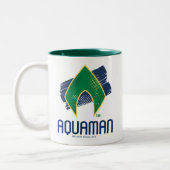 Justizielle Liga | Brush & Halftone Aquaman Symbol Zweifarbige Tasse (Links)