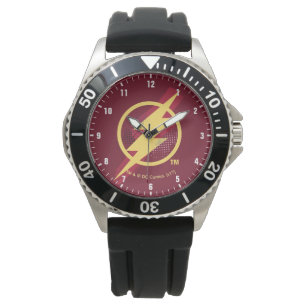 Justizielle Liga Brush & Halftone Flash Symbol Armbanduhr