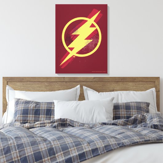 Justizielle Liga | Brush & Halftone Flash Symbol Leinwanddruck (Insitu (Schlafzimmer))