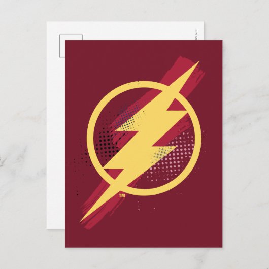 Justizielle Liga | Brush & Halftone Flash Symbol Postkarte (Vorne/Hinten)