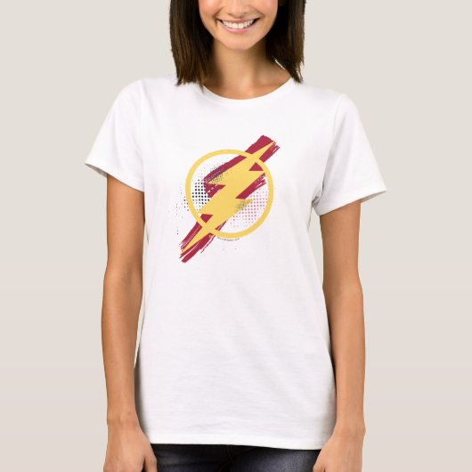 Justizielle Liga | Brush & Halftone Flash Symbol T-Shirt (Vorderseite)