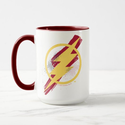 Justizielle Liga | Brush & Halftone Flash Symbol Tasse (Links)