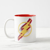 Justizielle Liga | Brush & Halftone Flash Symbol Zweifarbige Tasse (Links)