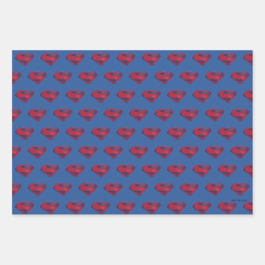 Justizielle Liga | Brush & Halftone Superman Symbo Geschenkpapier Set (Vorderseite 2)