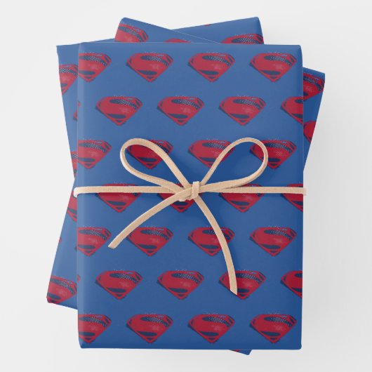 Justizielle Liga | Brush & Halftone Superman Symbo Geschenkpapier Set (Beispiel)