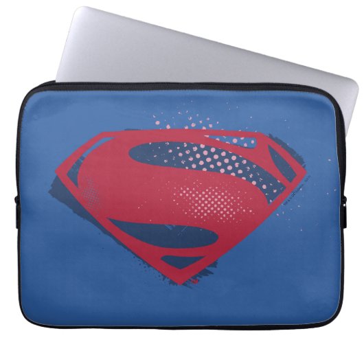 Justizielle Liga | Brush & Halftone Superman Symbo Laptopschutzhülle (Vorderseite)