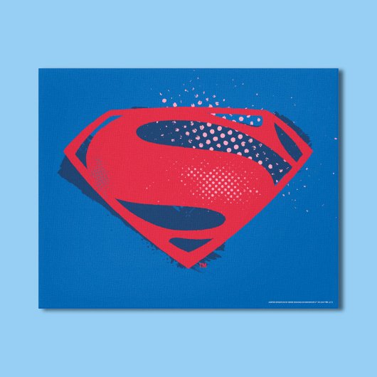 Justizielle Liga | Brush & Halftone Superman Symbo Leinwanddruck