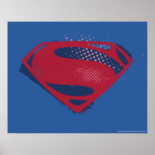 Justizielle Liga   Brush & Halftone Superman Symbo Poster