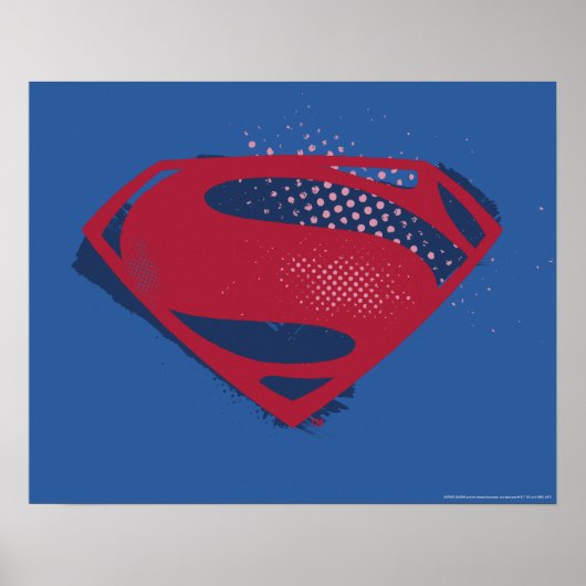 Justizielle Liga | Brush & Halftone Superman Symbo Poster (Vorne)