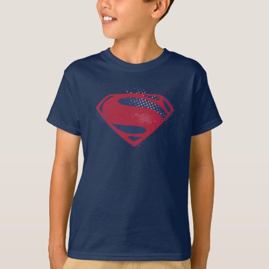 Justizielle Liga | Brush & Halftone Superman Symbo T-Shirt (Vorderseite)