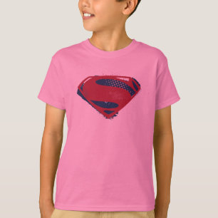 Justizielle Liga   Brush & Halftone Superman Symbo T-Shirt