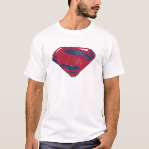 Justizielle Liga   Brush & Halftone Superman Symbo T-Shirt