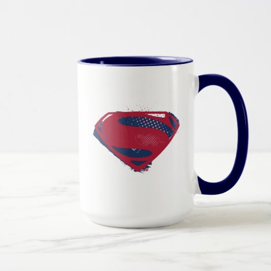 Justizielle Liga | Brush & Halftone Superman Symbo Tasse (Rechts)