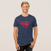 Justizielle Liga | Brush & Halftone Superman Symbo Tri-Blend Shirt (Vorderseite voll)
