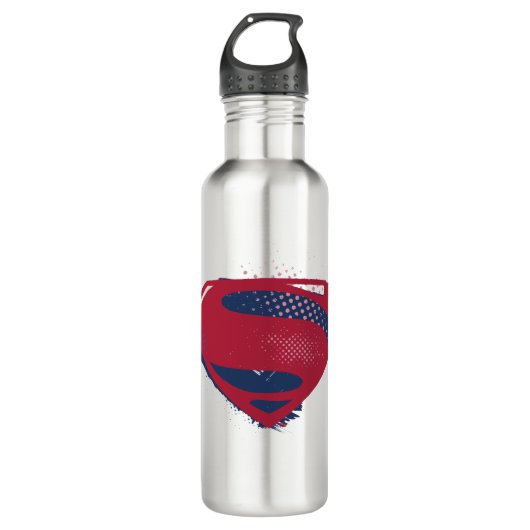 Justizielle Liga | Brush & Halftone Superman Symbo Trinkflasche (Vorderseite)