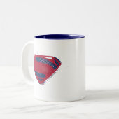 Justizielle Liga | Brush & Halftone Superman Symbo Zweifarbige Tasse (Vorderseite Links)