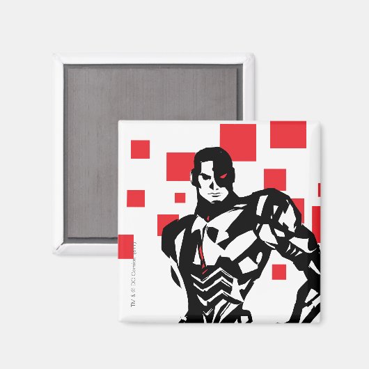 Justizielle Liga | Cyborg Digital Noir Pop Art Magnet (Vorderseite/Rückseite)