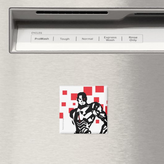 Justizielle Liga | Cyborg Digital Noir Pop Art Magnet (In Situ (Geschirrspüler))