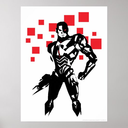 Justizielle Liga | Cyborg Digital Noir Pop Art Poster (Vorne)