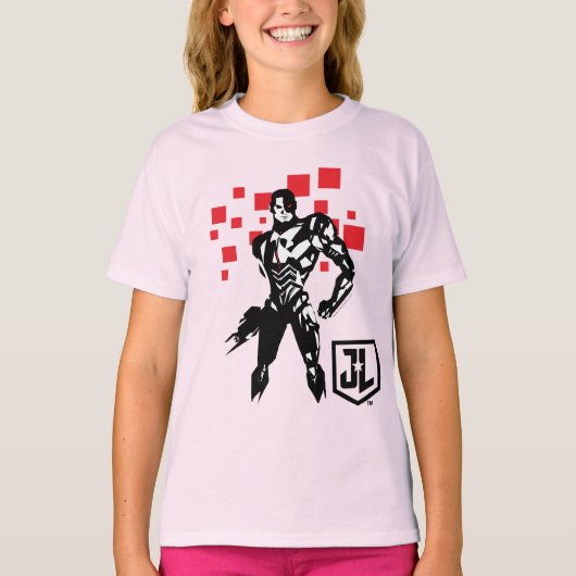 Justizielle Liga | Cyborg Digital Noir Pop Art T-Shirt (Vorderseite)