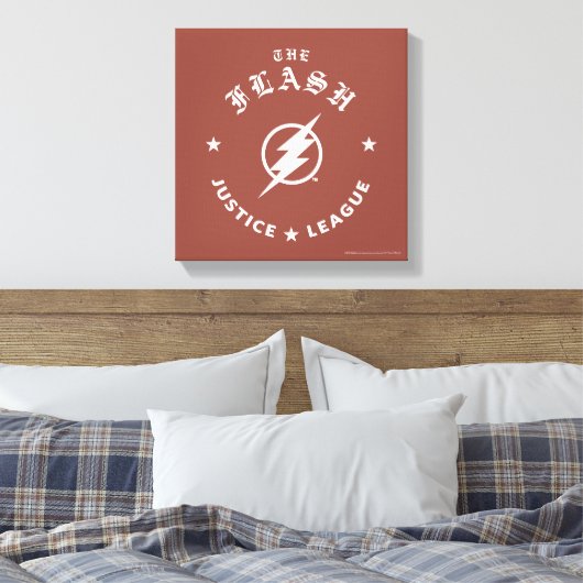 Justizielle Liga | Das Flash Retro-Blitzemblem Leinwanddruck (Insitu (Schlafzimmer))